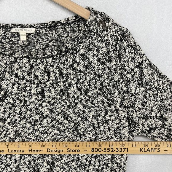 EILEEN FISHER Sweater M Cotton Viscose Slub Melange Chunky Knit Pullover Gray - Picture 14 of 16